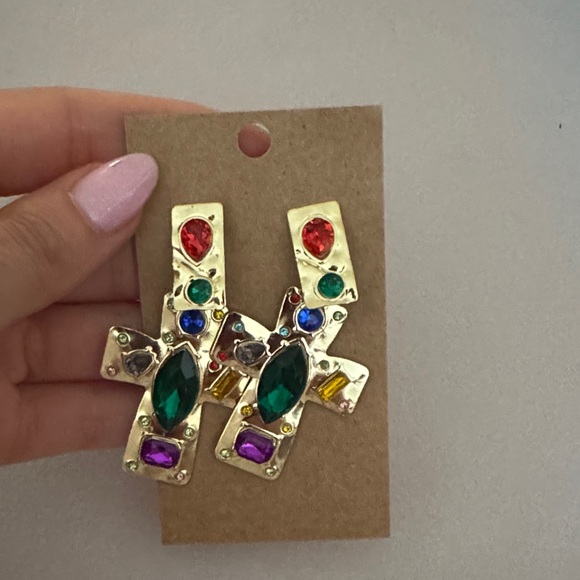 Gold Multi cross Drop earring M693 - Picture 4 of 4